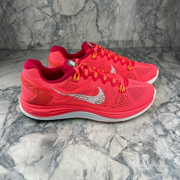 💖⏫Womens Neon Pink Nike Lunarglide 5 Lunarlon Fitsole Running Shoes - Picture 11 of 14